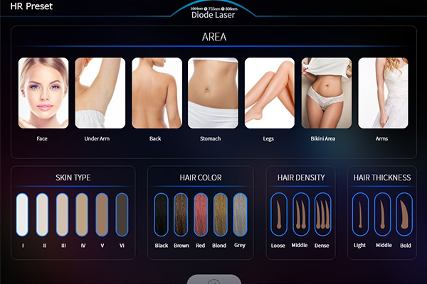 interface of best diode laser hair removal machine professional